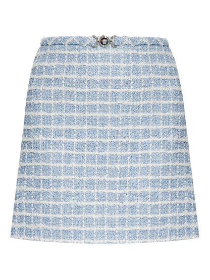 Versace Tweed Medusa Mini Skirt Blue