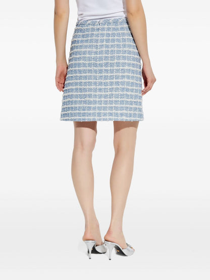 Versace Tweed Medusa Mini Skirt Blue