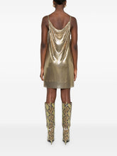 Versace Gold-Tone Spaghetti Strap Mini Cocktail Dress Golden