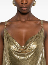 Versace Gold-Tone Spaghetti Strap Mini Cocktail Dress Golden