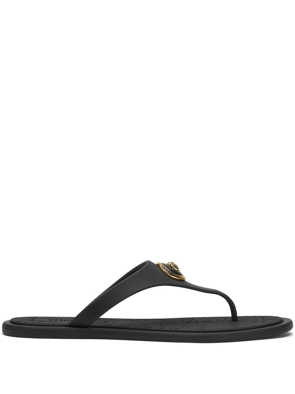 Versace Medusa Head Black Rubber Thong Sandals Black