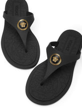 Versace Medusa Head Black Rubber Thong Sandals Black