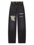 Versace Black High-Rise Ripped Jeans with Gold-Tone Hardware Black