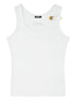Versace Scoop Neck Cotton Tank Top with Medusa Safety Pin White