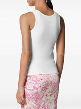 Versace Scoop Neck Cotton Tank Top with Medusa Safety Pin White