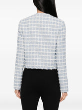 Versace Tweed Zip-Up Jacket Light Blue Blue