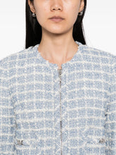 Versace Tweed Zip-Up Jacket Light Blue Blue