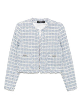 Versace Tweed Zip-Up Jacket Light Blue Blue