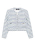 Versace Tweed Zip-Up Jacket Light Blue Blue