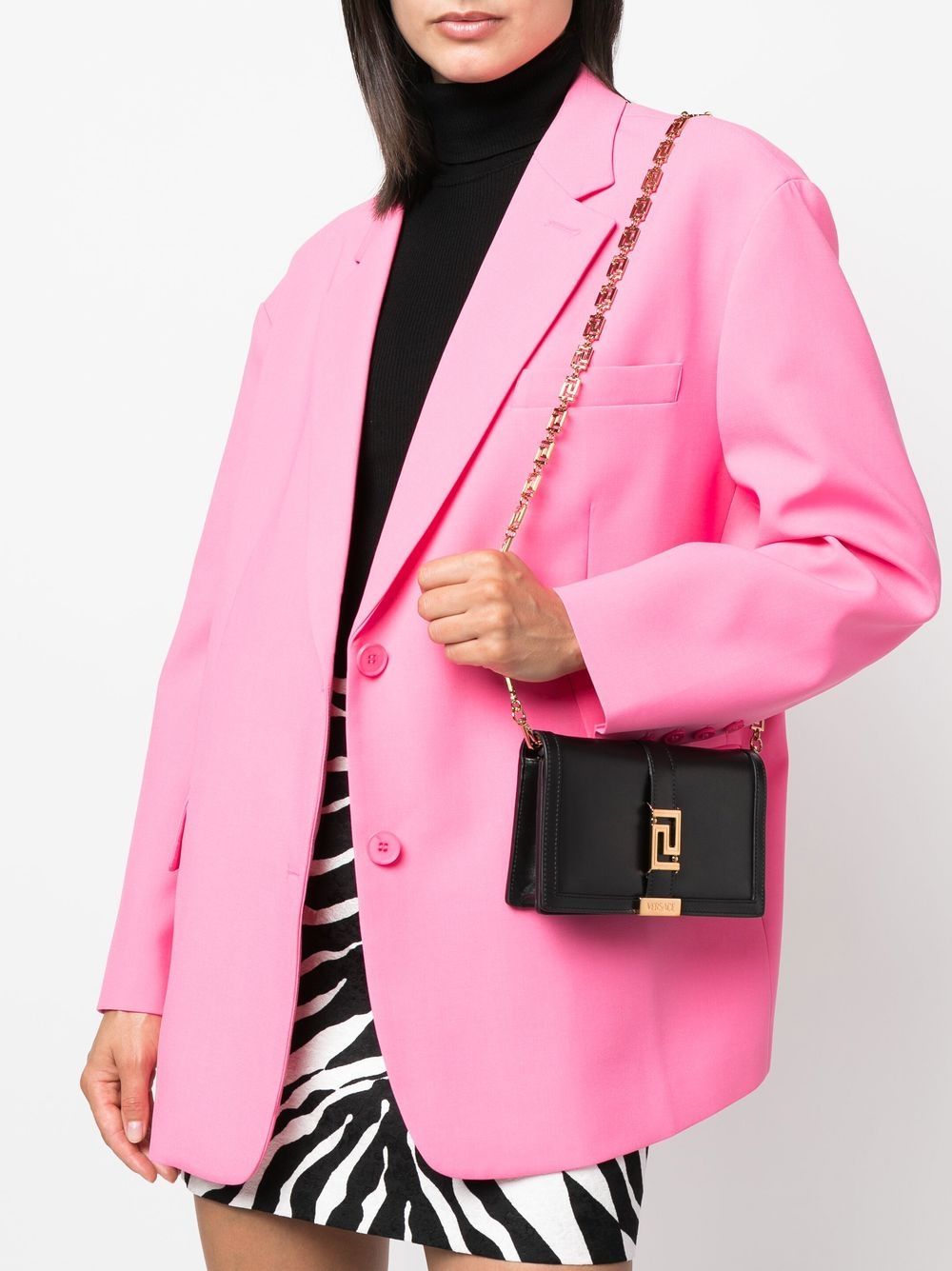 Versace Greca Goddess Mini Leather Crossbody Bag Black