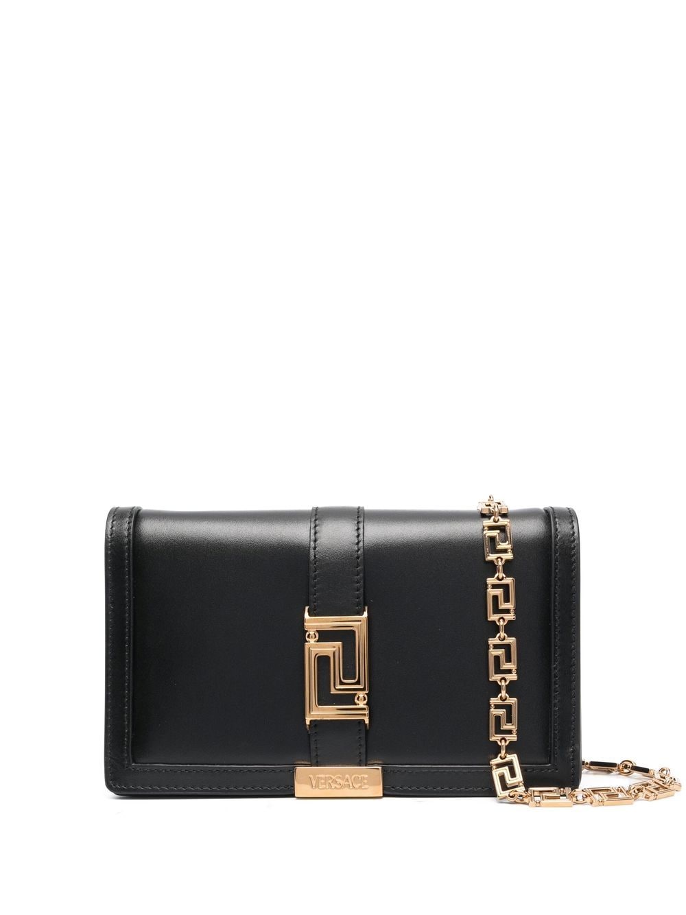 Versace Greca Goddess Mini Leather Crossbody Bag Black