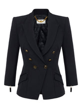 Elisabetta Franchi Double-Breasted Tailored Jacket in Black Black