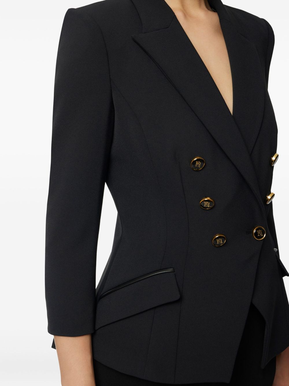 Elisabetta Franchi Double-Breasted Tailored Jacket in Black Black