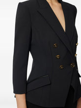 Elisabetta Franchi Double-Breasted Tailored Jacket in Black Black