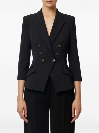 Elisabetta Franchi Double-Breasted Tailored Jacket in Black Black