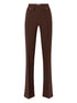 Elisabetta Franchi High-Waisted Flared Trousers with Gold-Tone Buttons Brown