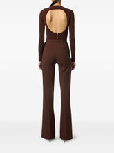 Elisabetta Franchi High-Waisted Flared Trousers with Gold-Tone Buttons Brown