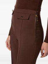 Elisabetta Franchi High-Waisted Flared Trousers with Gold-Tone Buttons Brown