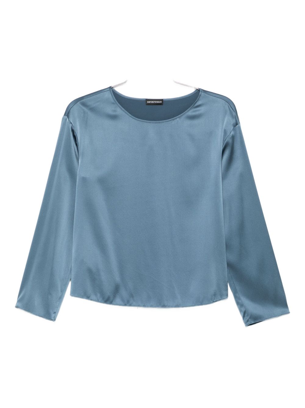 Emporio Armani Satin Silk Boxy Blouse Blue