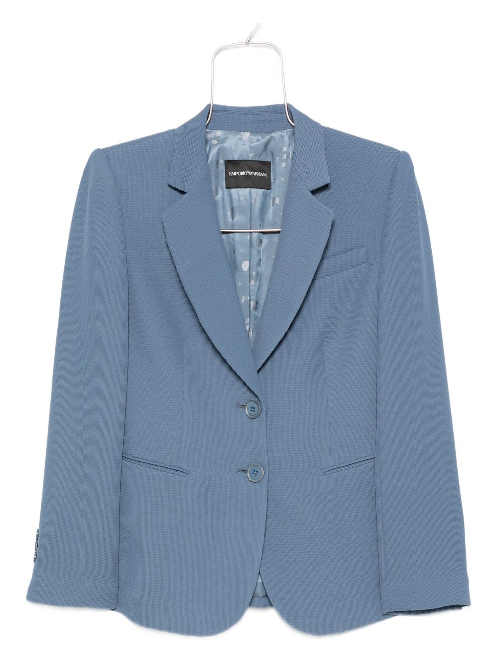 Emporio Armani Single-Breasted Wool-Blend Blazer Blue
