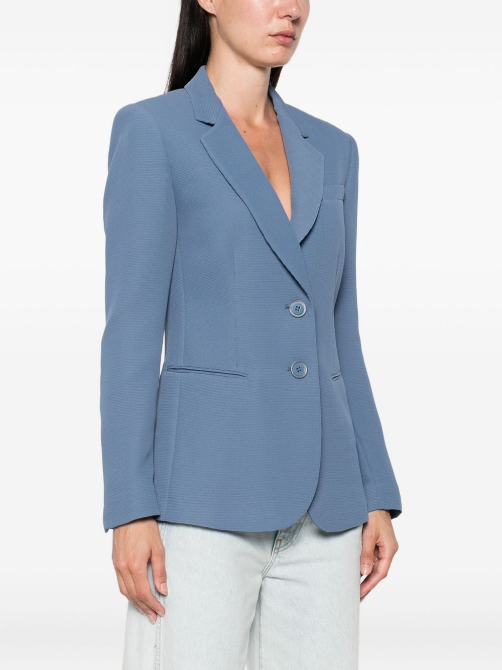 Emporio Armani Single-Breasted Wool-Blend Blazer Blue