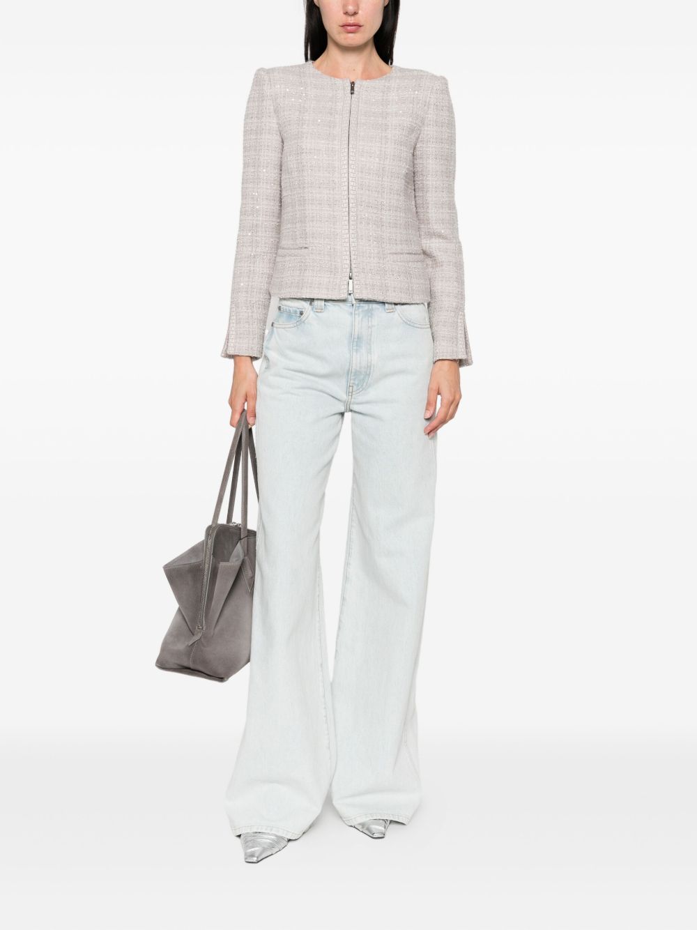 Emporio Armani Single-Breasted Wool-Blend Blazer Grey grey