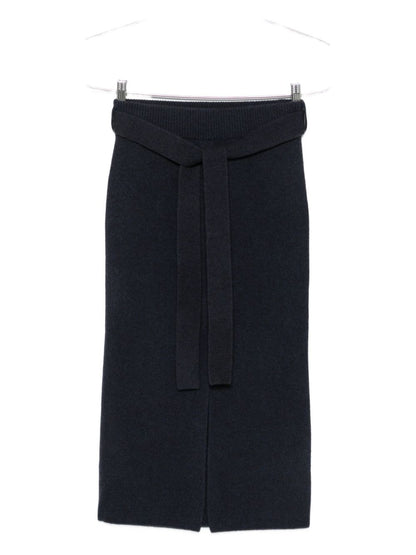 Emporio Armani Wool Midi Skirt Blue Blue