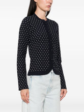 Emporio Armani Dotted Wool Crewneck Cardigan Blue