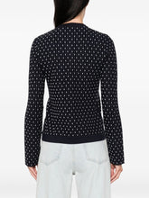 Emporio Armani Dotted Wool Crewneck Cardigan Blue