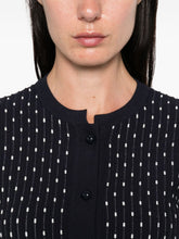 Emporio Armani Dotted Wool Crewneck Cardigan Blue