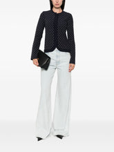 Emporio Armani Dotted Wool Crewneck Cardigan Blue