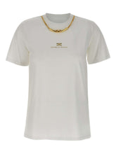 Elisabetta Franchi Cotton T-Shirt with Embossed Logo and Necklace White White