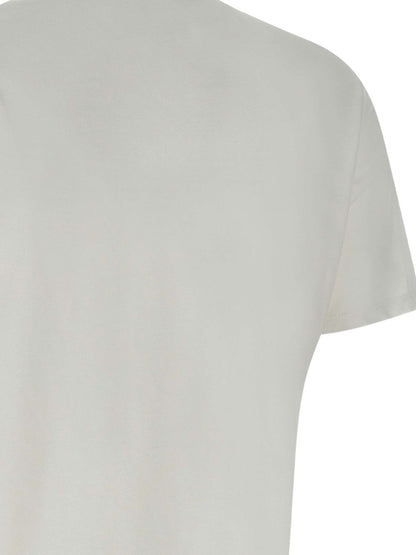 Elisabetta Franchi Cotton T-Shirt with Embossed Logo and Necklace White White