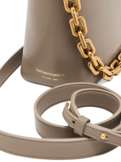 Emporio Armani Small Leather Hobo Bag in Dove Grey