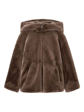 Emporio Armani Faux Fur Quilted Hooded Coat Dove Grey