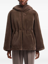 Emporio Armani Faux Fur Quilted Hooded Coat Dove Grey