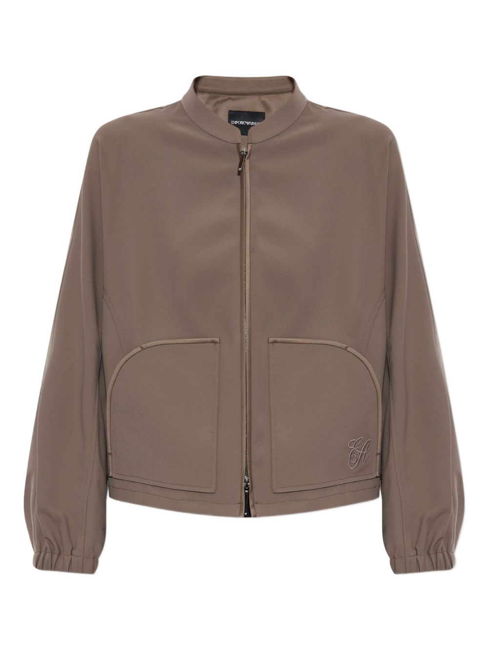 Emporio Armani Zip-Up Blouson Jacket with Oversized Pockets Dove Grey