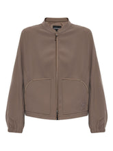 Emporio Armani Zip-Up Blouson Jacket with Oversized Pockets Dove Grey