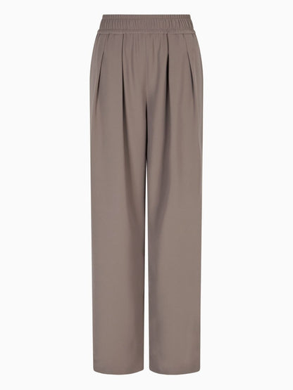 Emporio Armani Trousers in Dove Grey with Pleats and Elastic Waistband Dove Grey
