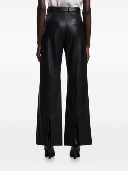 Emporio Armani High-Waisted Flared Leather Trousers Black Black