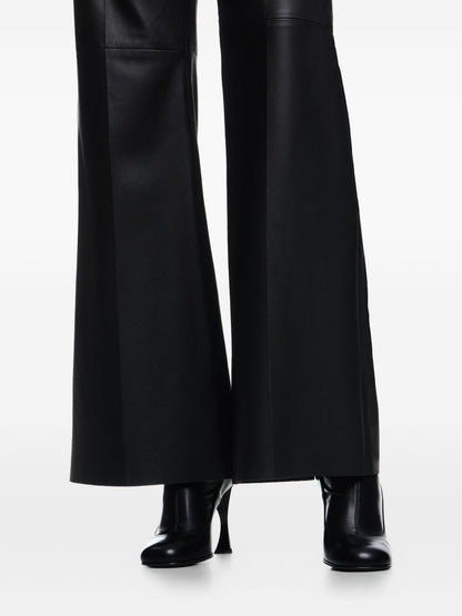 Emporio Armani High-Waisted Flared Leather Trousers Black Black