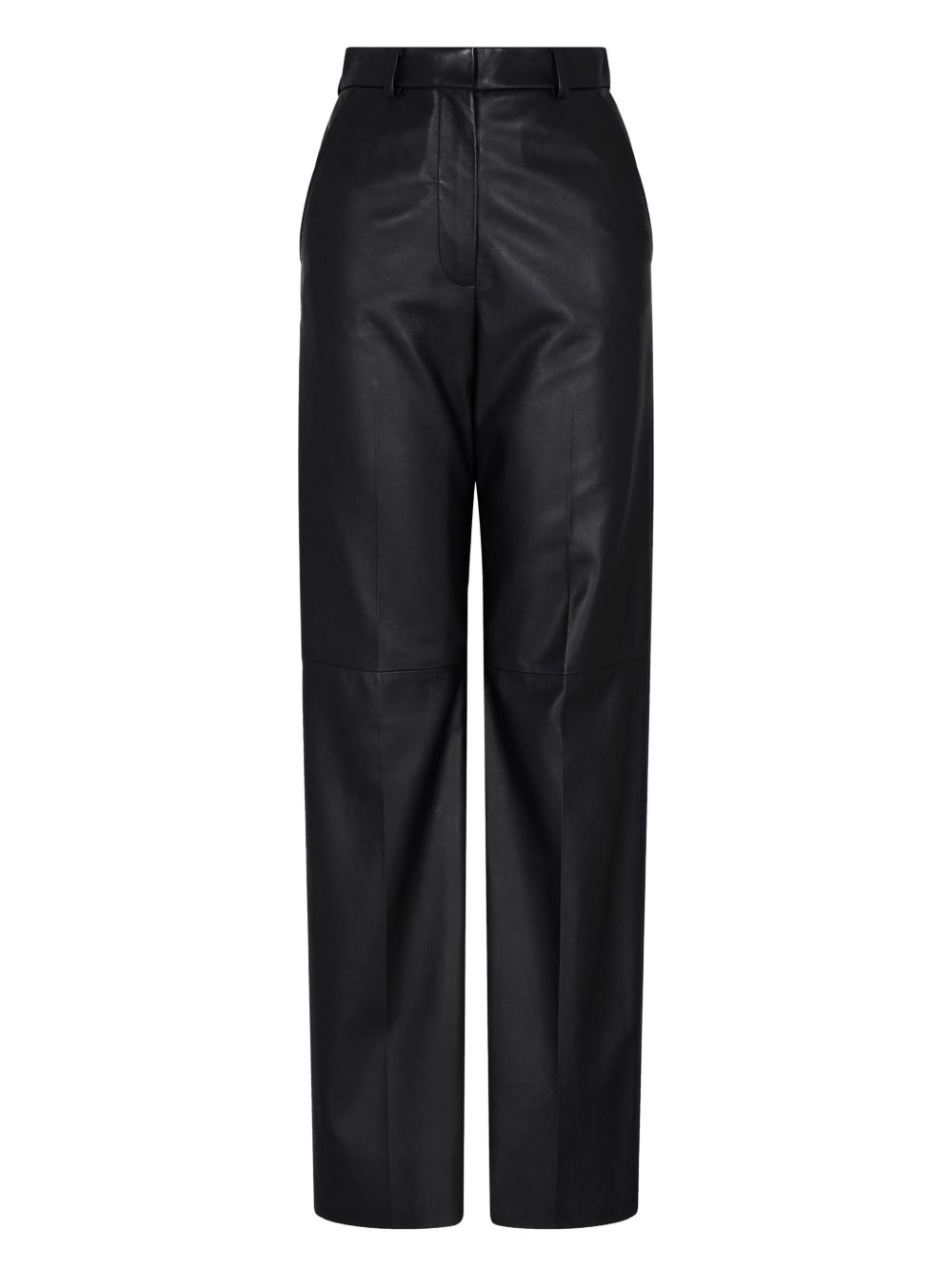 Emporio Armani High-Waisted Flared Leather Trousers Black Black