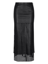 Emporio Armani Leather Cut-Out Midi Skirt Black