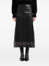 Emporio Armani Leather Cut-Out Midi Skirt Black