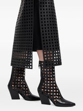 Emporio Armani Leather Cut-Out Midi Skirt Black