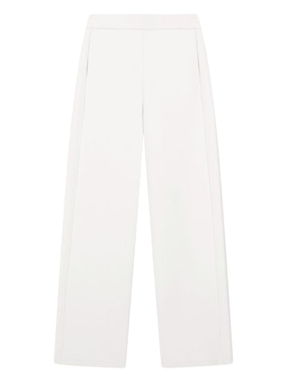Emporio Armani Straight-Leg Ivory Trousers with Elastic Waistband Ivory