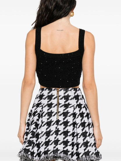Balmain Cropped Tweed Top Black