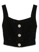 Balmain Cropped Tweed Top Black