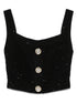 Balmain Cropped Tweed Top Black