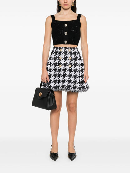 Balmain Cropped Tweed Top Black